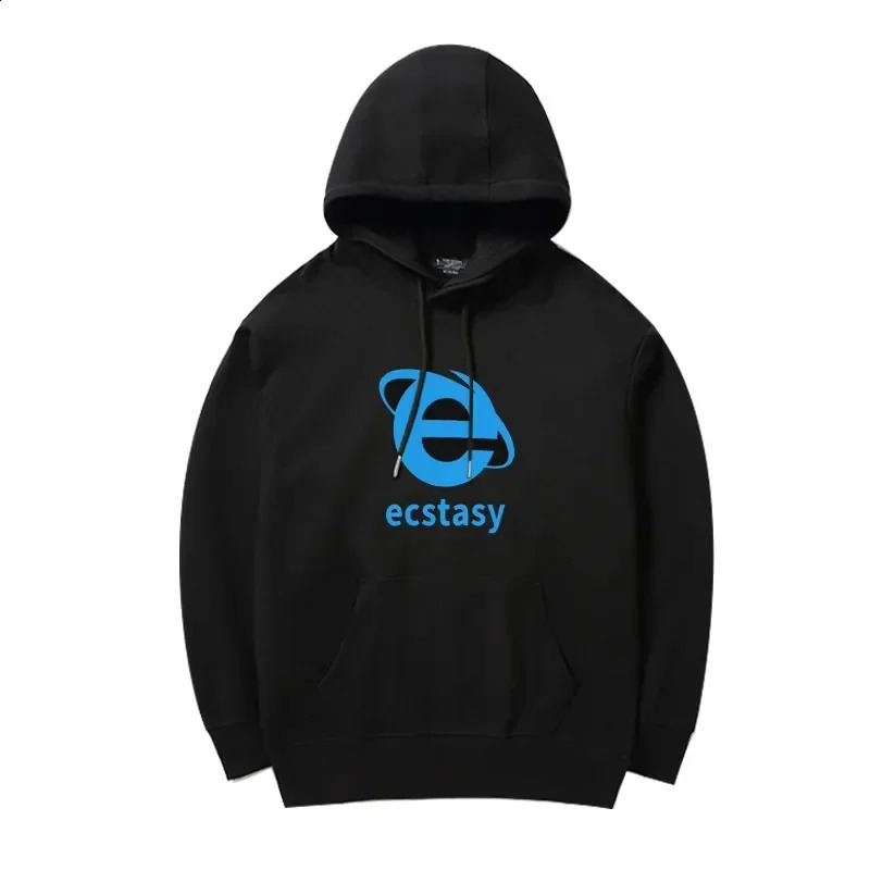 Streetwear Hoodie Ecstasy Letter Graphic Print Pullover Men Y2K style Oversized Harajuku Sweatshirt Hip Hop Hooded Clothes Women 250319