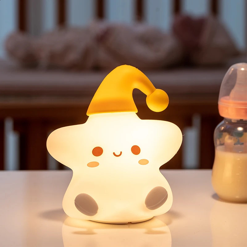 LED Silicone Soft Night Light Bedside Lamp 7 Tone Light Touch USB Charging Creative Cartoon Bedroom Night Light Cute Kids Gifts 250319
