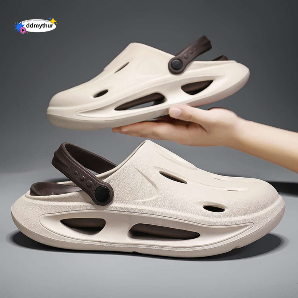 2024 new thick Colour sandals summer non-slip beach outdoor soft soled slippers leaking shoes for men ddmythur
