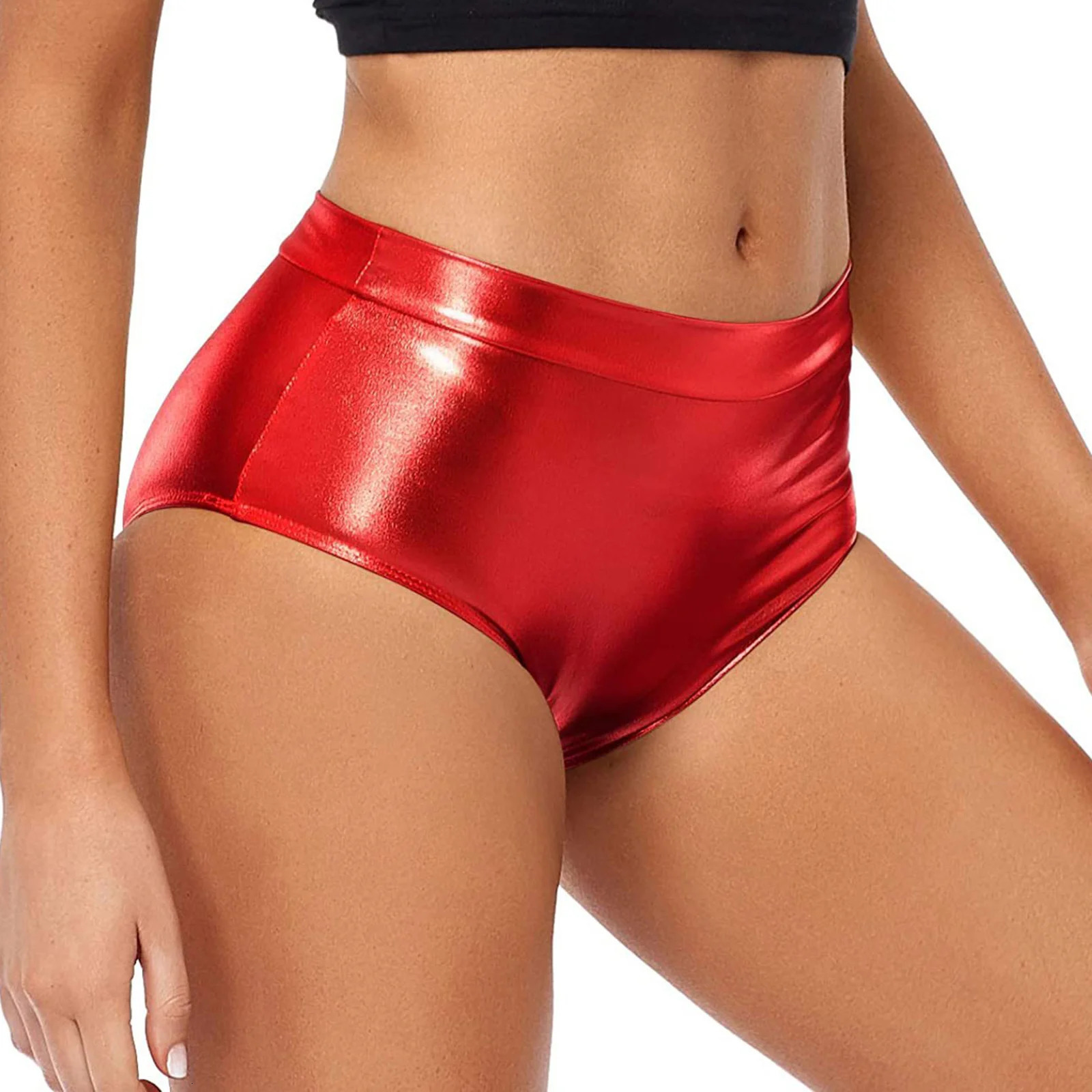 Sexy Rave Dance Costume Womens Metallic Shiny Booty Shorts Skinny Panties Short Pants for Carnival Club Party Bottoms 250320