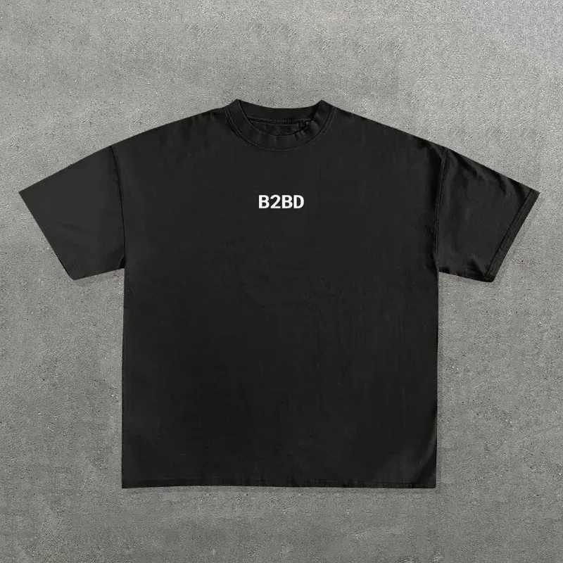 European and American Harajuku hip-hop retro letter printing oversized short sleeved top for mens Y2k summer streetwear for womenT250320