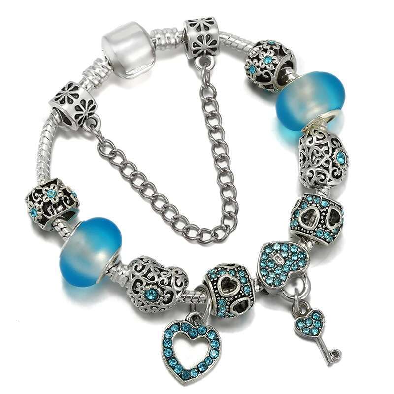 New Trendy Charm Bracelets With Rhie Key Lock Pansy Brand Bracelet For Women Men Girlfriend High Quality Jewelry Gift
