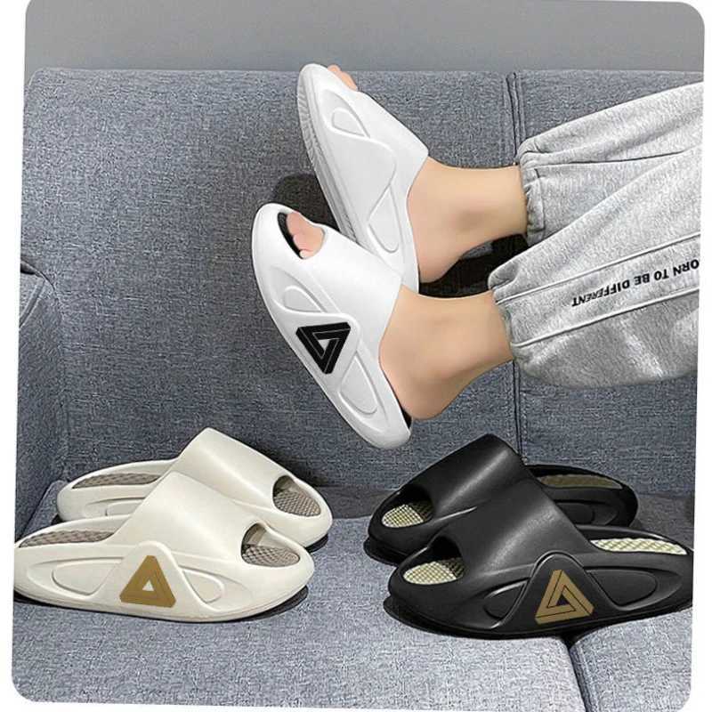New summer mens massage slider indoor and outdoor sandals casual shoes anti slip Eva platform soft bottom slider flip cover Y250320