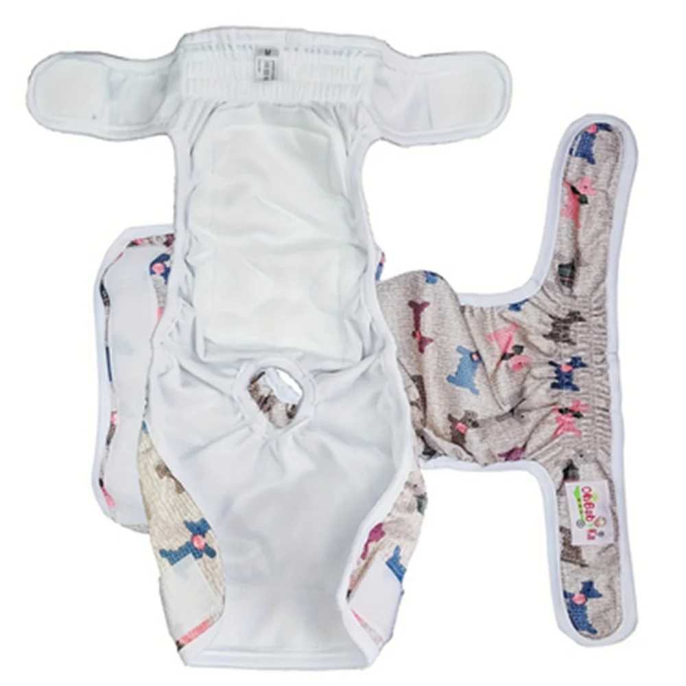 2 packs of washable dog diapers physiological pants cartoon printed diapers reusable sanitary pants pajamas abdominal bag Y250320