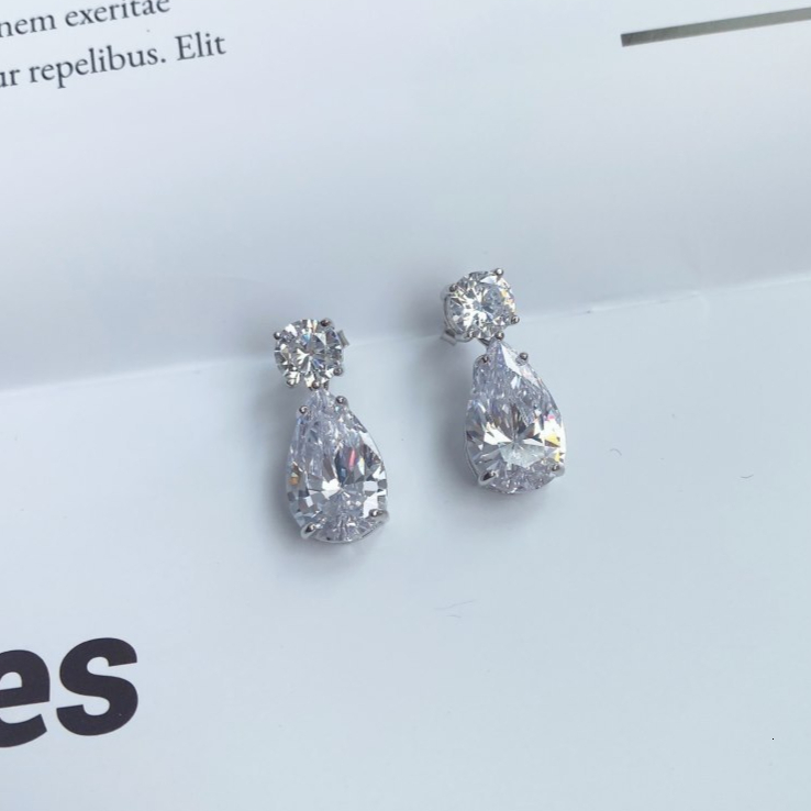 Certified 19cttw Waterdrop Moissanite Drop Earrings for Women 925 Sterling Silver Pear Cut Diamond Stud Earring Bride Jewelry