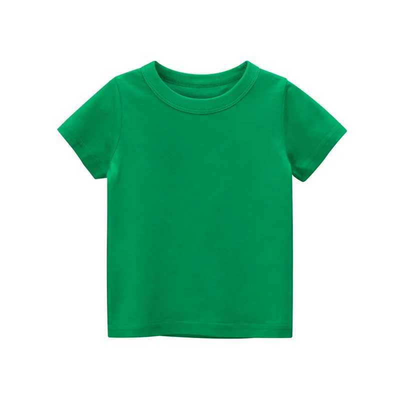 2024 Summer Girls and Boys Pure Cotton T-shirt 100% Pure Cotton Short Sleeve Yellow Red Green Childrens UnderwearT250321