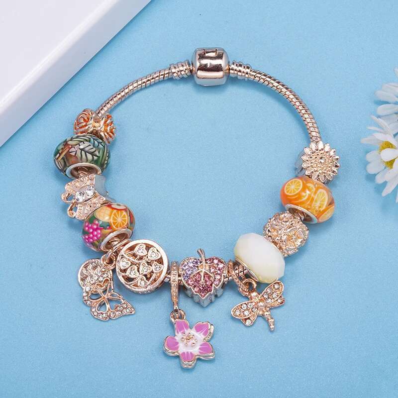 Summer Styles Charm Bracelets Fits DIY Flower Dragoy Heart Beads Bracelet Bangles For Women Men Bijoux Pulseras Jewelry Gift