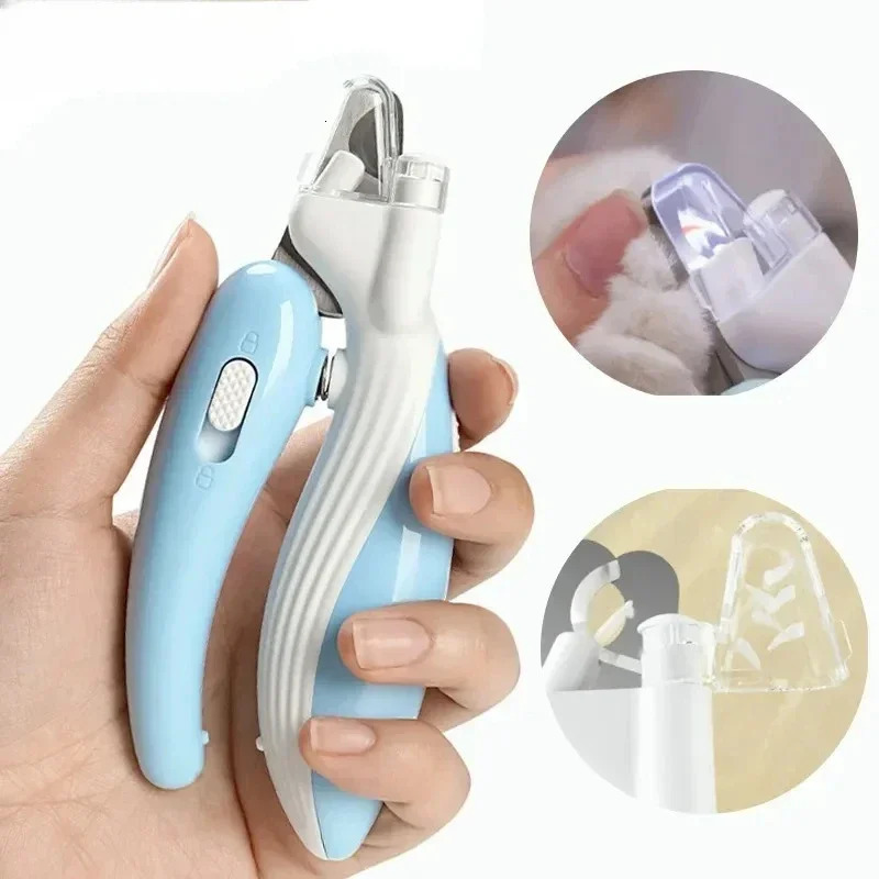 Safe pet nail clipper with LED light professional paw grooming trimmer for dogs cats and rabbits stainless steel portable 250320