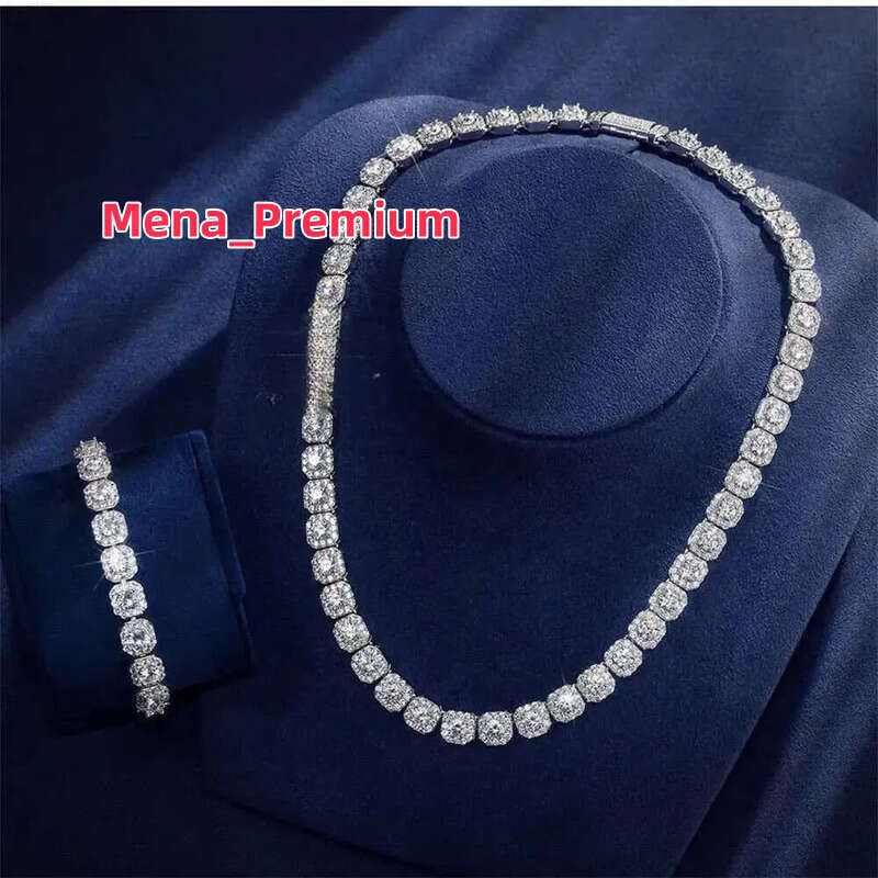 Fire Jewelry 6mm 10mm Sterg Sier d Color Vvs Moissanite Dia Cluster Tennis Chain Necklace for Men Women