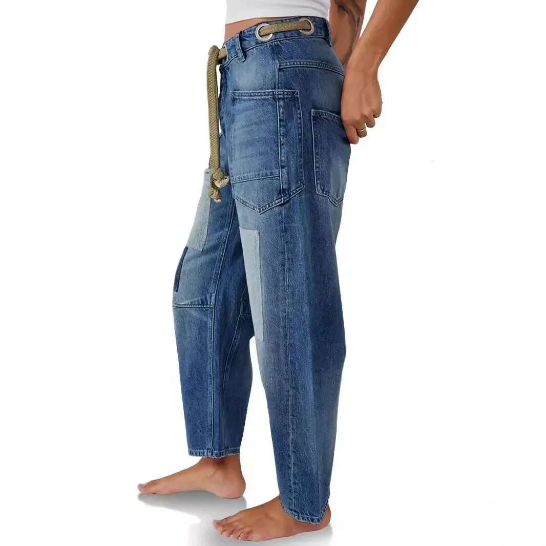 Designer Jeans 2025 New Style Loose Straight Leg Brand Wide Leg American Splicing Style High Street Fashion Unique Fashion Men's Jeans