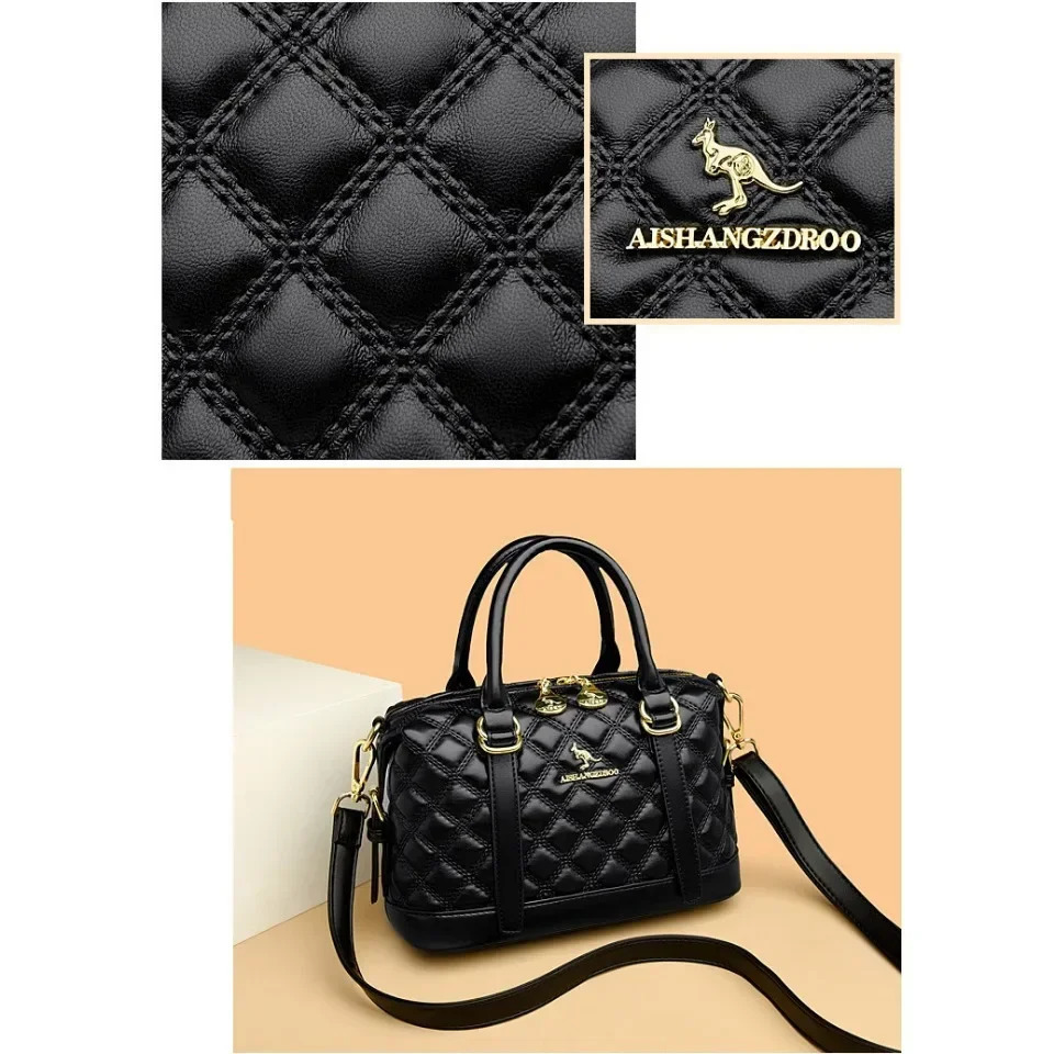 High quality soft leather womens shoulder bag handbag fashionable womens large capacity Boston bag 250318