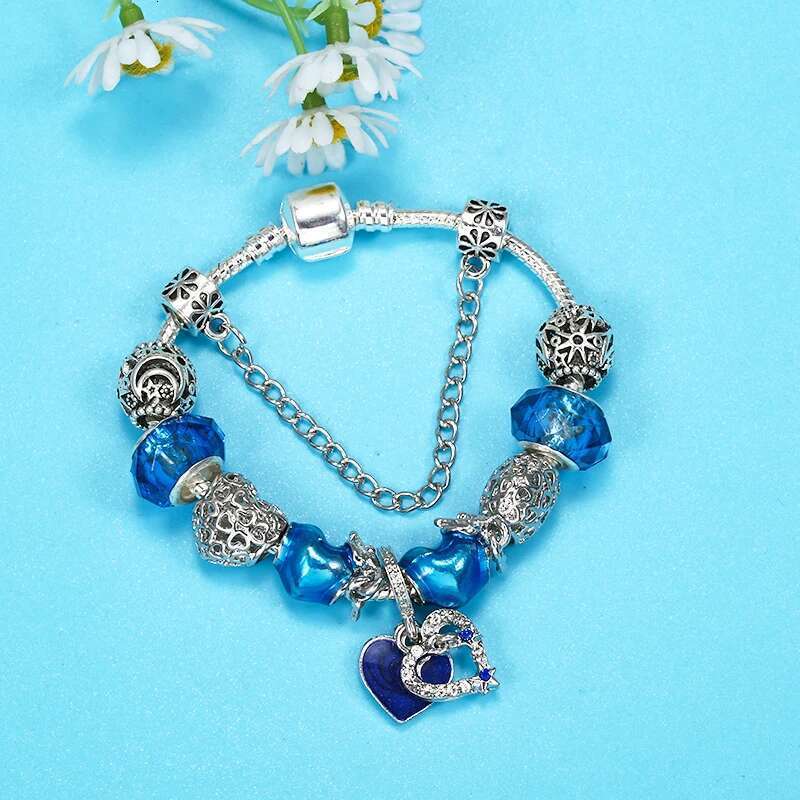 Silver Color Moon Star Beads Pendants Charm Bracelet For Women Fit DIY Bracelets Bangles Jewelry Gift Special Offer Dropshipping