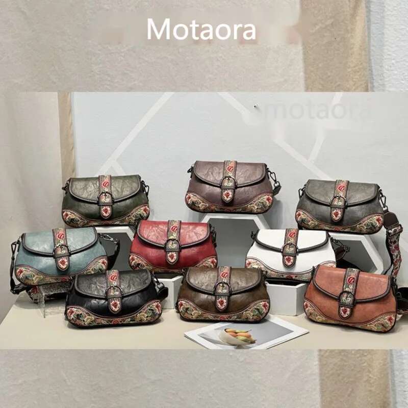 MOTAORA Embroidered Vegan Leather Women Shoulder Bag Retro Elegant Ladies Messenger Bags Female Purse Sac Main Femme 2025 New