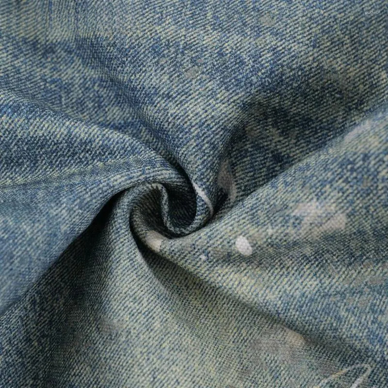 2025 S Fashion Designer Men S Jeans Chain Print Mens Washed Distressed Hip Hop Streetwear Loose Straight Wide Leg Denim Pants Men