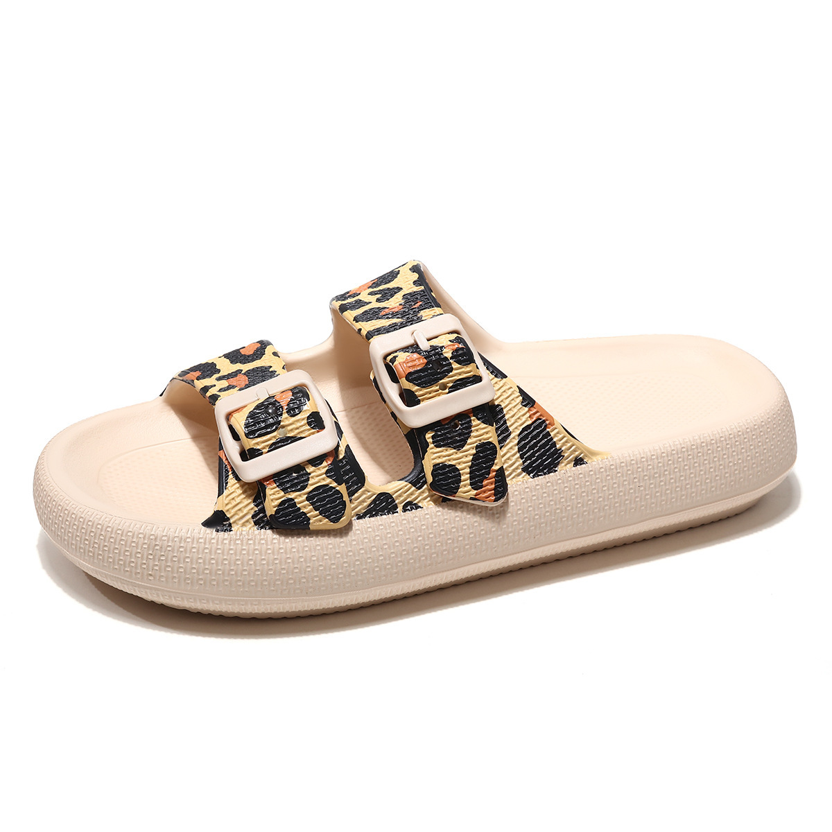 2025 New Summer Leopard Print Women's Slippers For Outdoor Leisure Single Line Drag Anti Lip Thick Sandals, Designer Foot Poop Feeling Cool Slipp