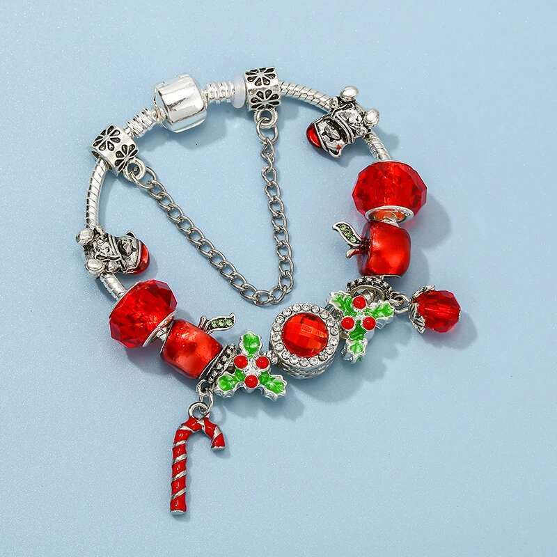 New Christmas Series Pendant Bracelet With Christmas Tree Beads Charm Bracelets For Women Men Christmas Jewelry Gift