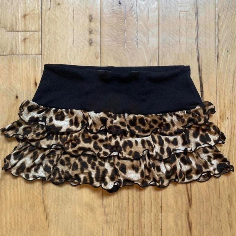 Y2K Short Skirts Women Leopard Print Graphic Punk HipHop Vintage Retro Sexy Skirt Summer EMO Girl Streetwear Aesthetic Harajuku 250319