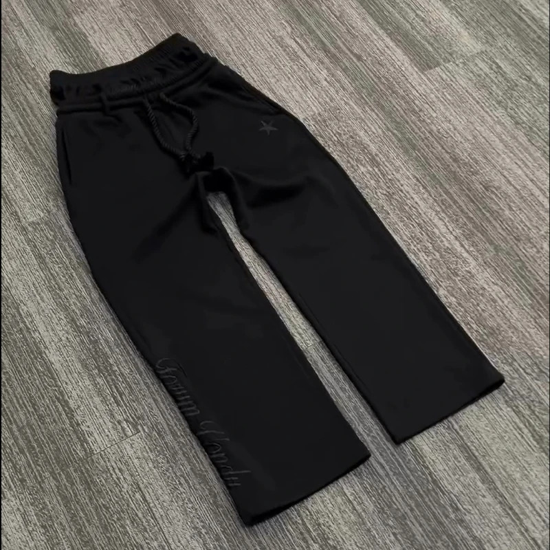 Y2K Men Joggers Gothic Trendy Double Waist Unisex Cotton Sweatpants Hip Hop American Style Retro High Street Casual Track Pants 250319