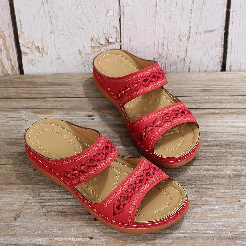 Slippers Shoes Gingham Women Summer Lady Peep Toe Slides Girl Flat Soft Lace-Up Slip-On Back Strap Striped TPR Rome Scandals PU zhanyishengli