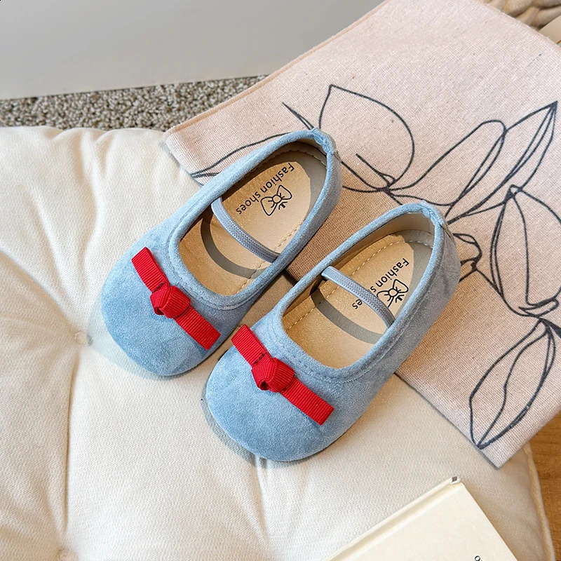 Girls Princess Shoes Suede Elastic Band Round Toe Spring Kids Ballet Flats Elegant Spring Trendy Flexiable Children Mary Janes 250319