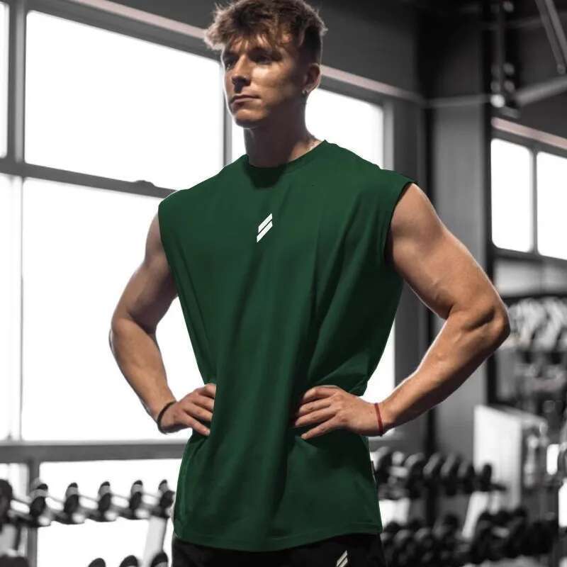 Men's summer sports vest, breathable, loose fitting, sleeveless T-shirt, quick drying vest, men's fitness suit