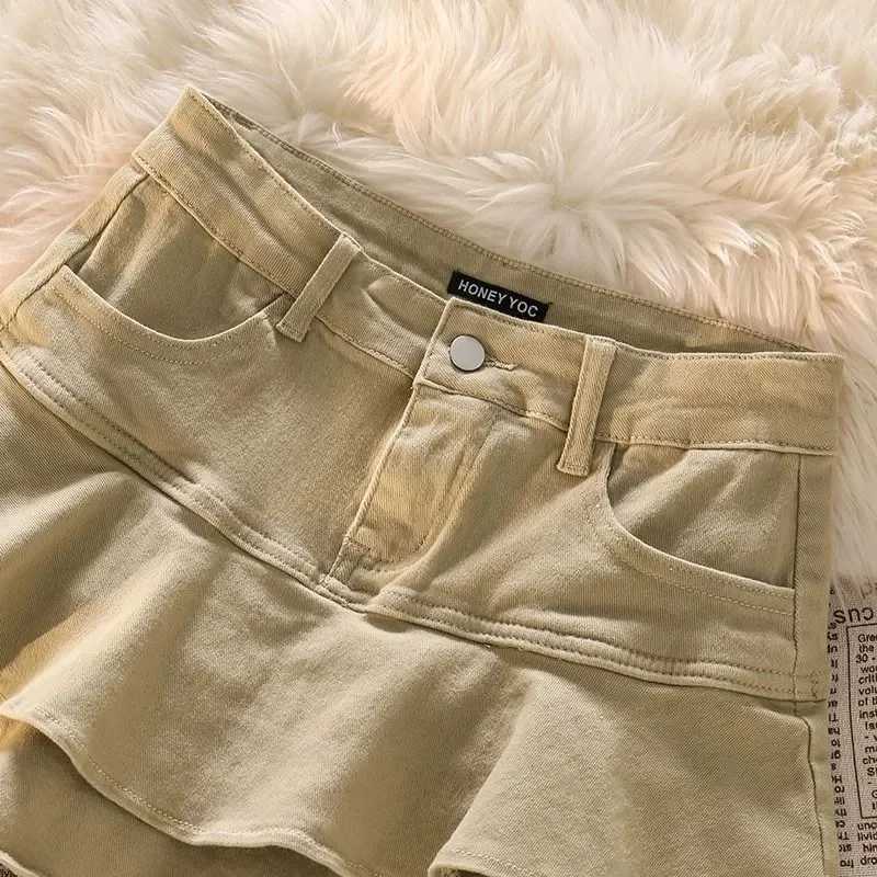 Streetwear womens denim shorts high waisted short jeans tight and sexy pleated skiing spring and summer A-Line underwearXJ250320