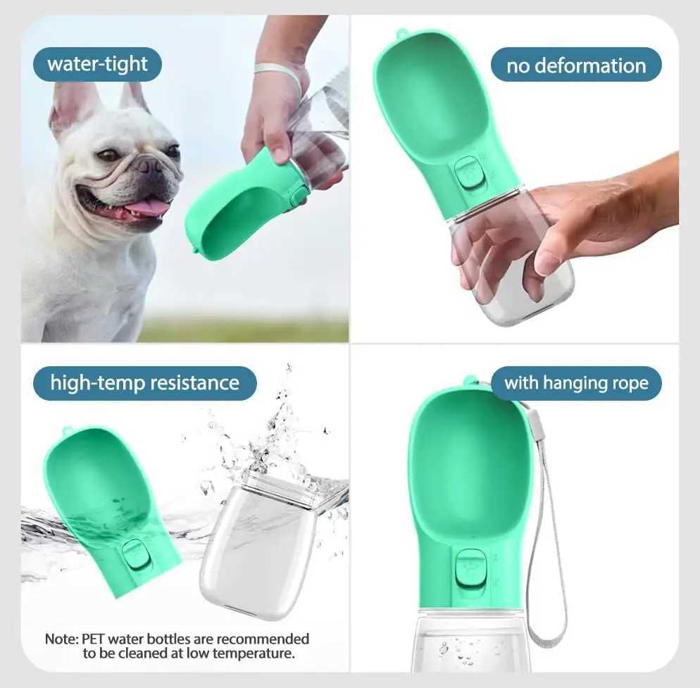 Portable dog water bottle and dog bowl suitable for small dogs cats outdoor leak proof walking drinking bowls small dogs and pet supplies Y250319
