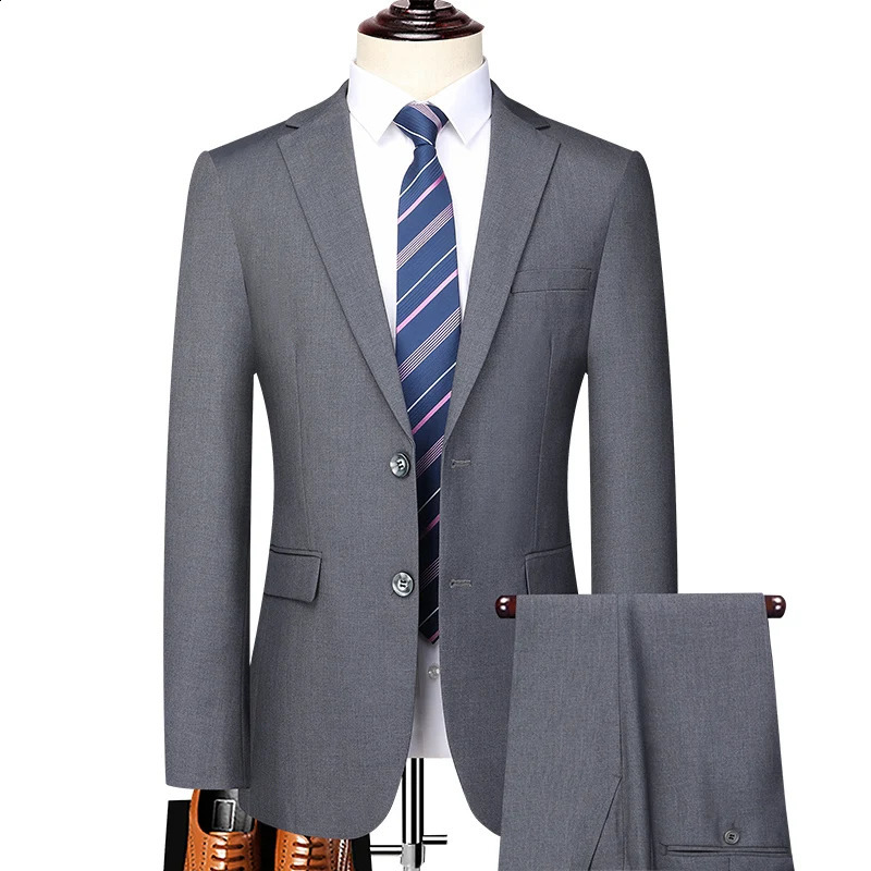 2023 High Quality Two Button Wedding Suit for Men suit Trousers Fashion Korean Slim Business Formal Twopiece Set 250311