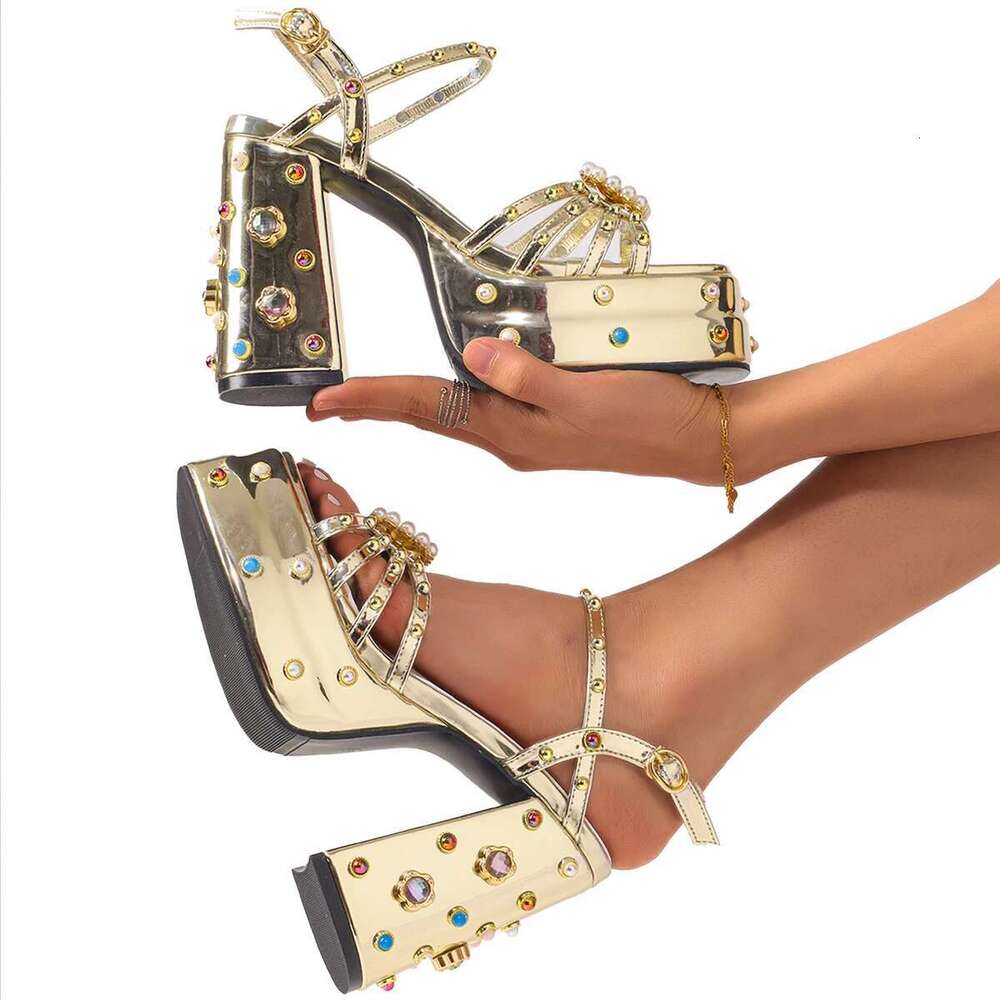 Wedge Heels Summer Style Hollow One Word Buckle Rhie Sandals Open Toe Thick Heel Waterproof Platform High Heels Thick heel shoes