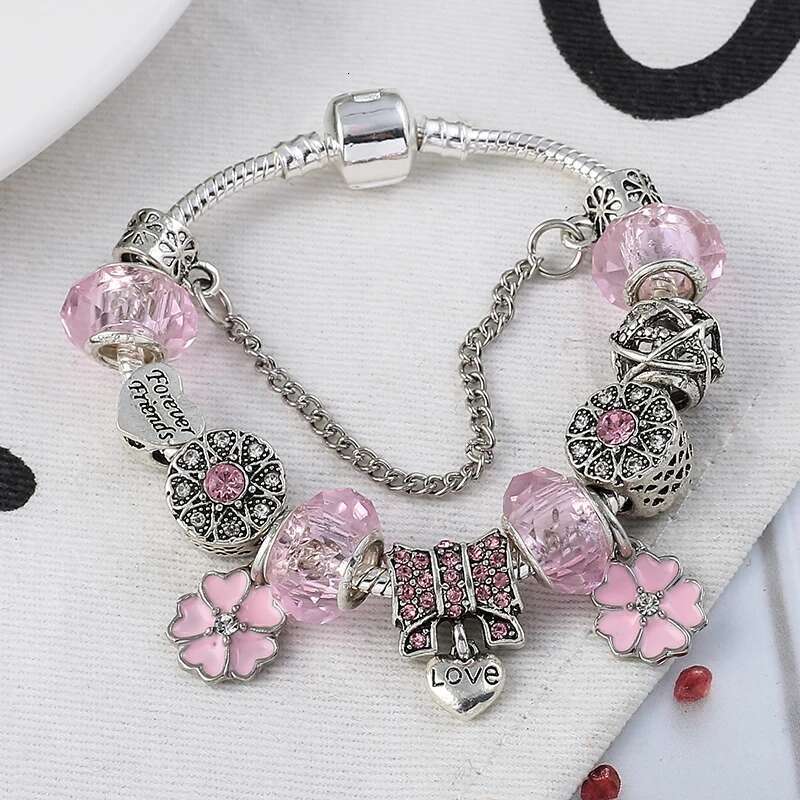 Vintage Silver Color Charm Bracelets With Love Key Pendant DIY Brand Bracelets For Women Gift Dropshipping