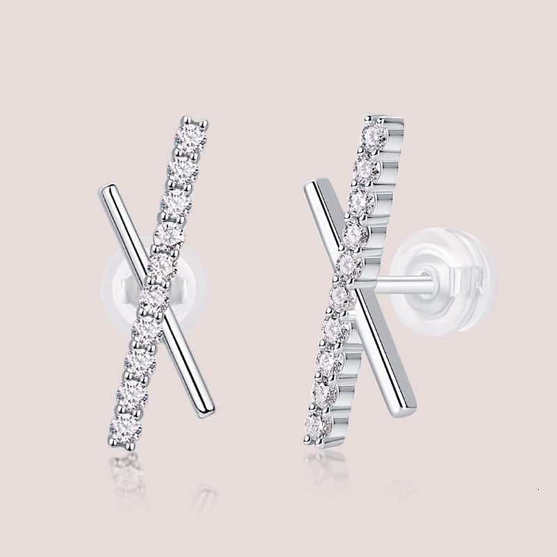 925 Sterling Silver Iced Moissanite Meteor Stud Earrings for Women Fine Jewelry White Gold Plated Pass Tester Dropshipping