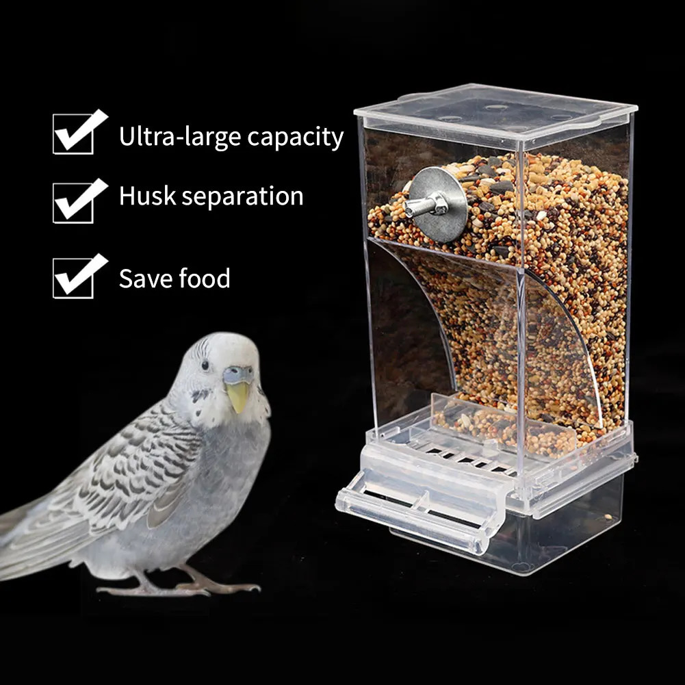Automatic Bird Feeders No Mess Parrot Feeder Drinker Acrylic Seed Food Container Cage Accessories For Small And Medium Parakeets 250320