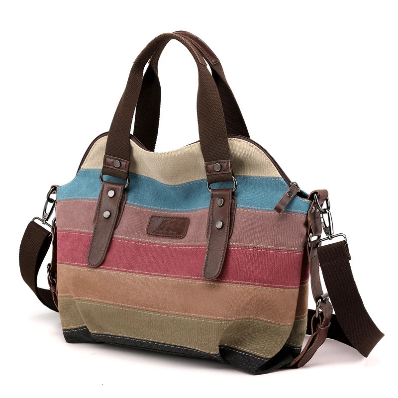 Womens Crossbody Shoulder Bag Vintage Messenger Bags Canvas Patchwork Color Tote Bag Handbags Purse bolsas feminina R250320