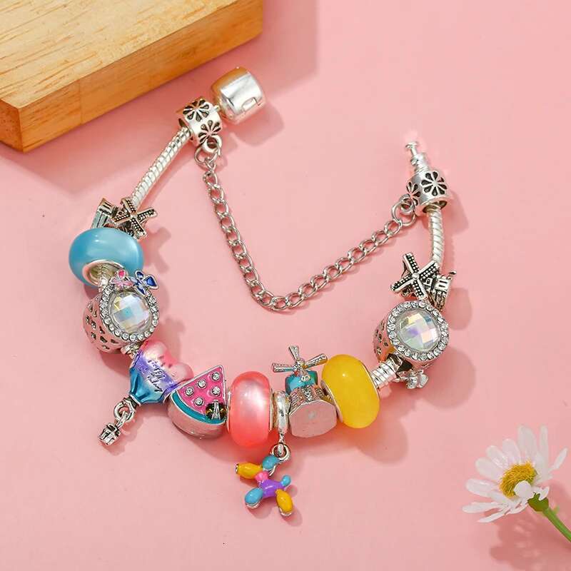 Romantic Travel Seriess Charm Bracelet Windmill Watermelon Beads Bracelet For Women Jewelry Gift Wholesale Dropshipping