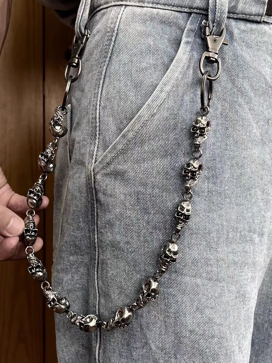 Vintage Punk Skull Pants Chain Heavy Waist Chain Men Cool Jeans Chain Keychain Wallet Chain Gothic Biker Fashion Accessories 250320