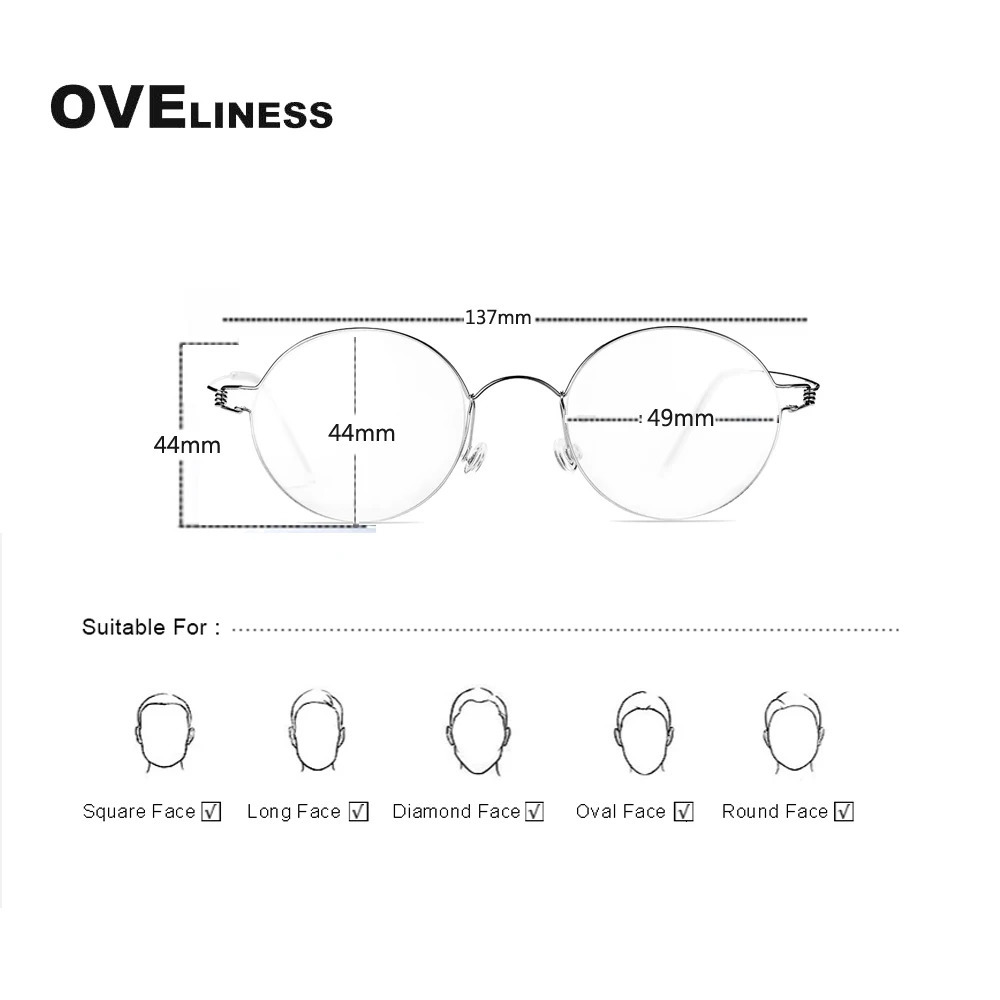Pure Threadless Glasses Retro Glasses Frame Womens Round Korean Glasses Frame Mens Glasses Frame 250228