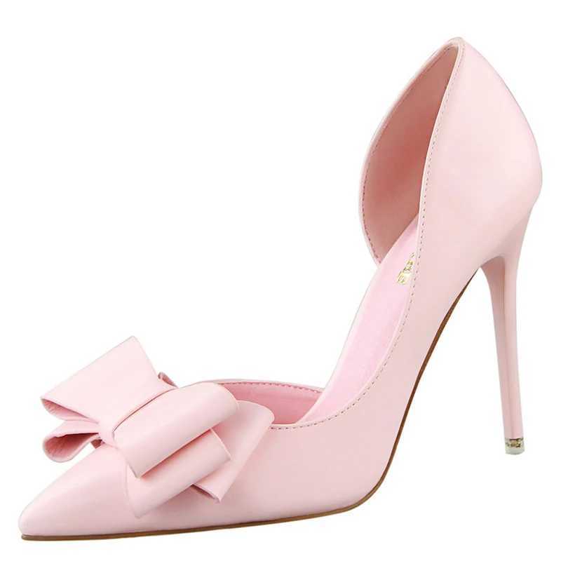 BIGTREE Shoes Bow-knot Wan Pumps Stiletto 10.5 Cm Wen Basic Pump Pointed Toe Classic Pumps Sexy High H Wen Shoes 2025 Y250319
