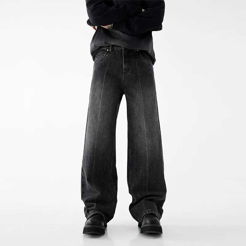 Autumn and winter mens 88% cotton bag jeans street fashion straight wide legs casual denim high-quality mens clothingT250319