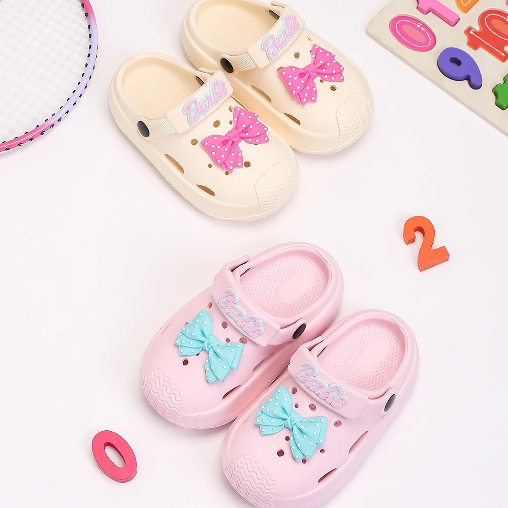 Summer Kids Sandals Hole Childrens Shoes Slippers Soft Anti-Skid Cute Bownot DIY Bath Baotou Sandals for Girls 250319