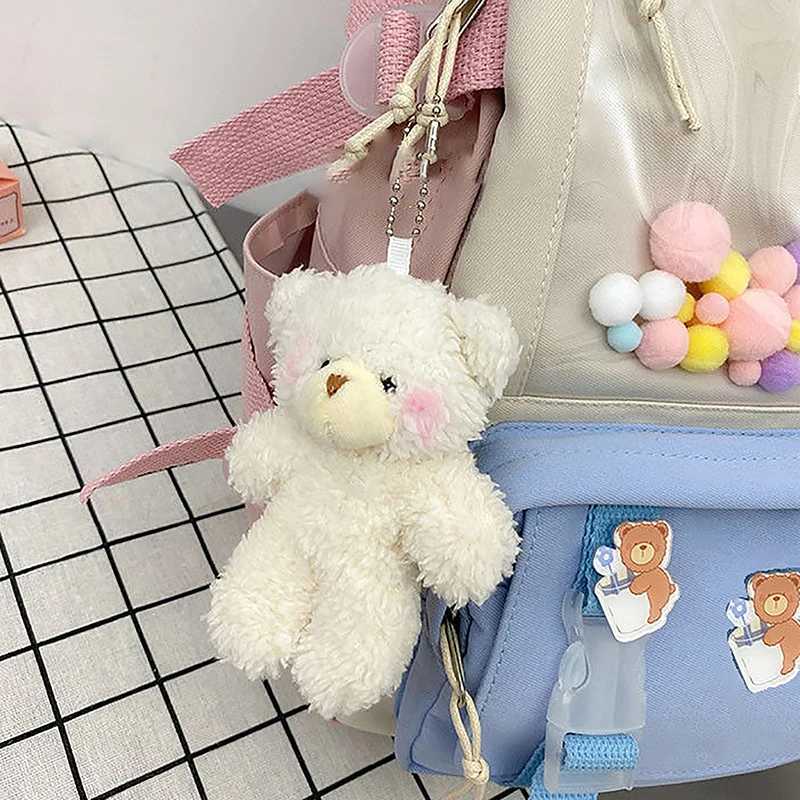 brand New Cute baby bear teddy bear plush doll bag accessories women keychain car pendant key chain Bag Pendant whiteXJ250319