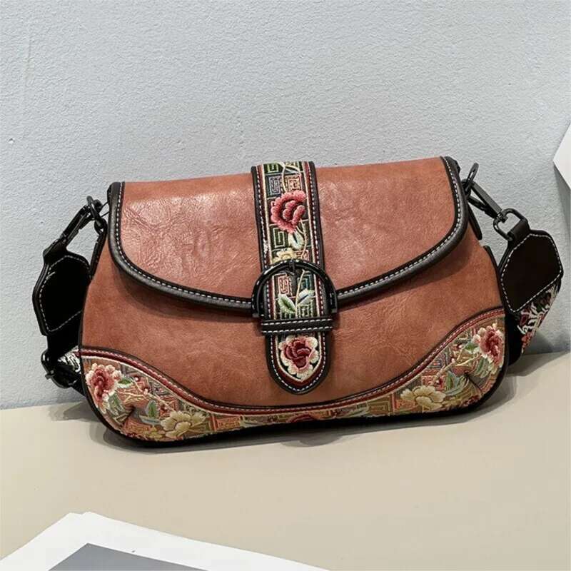 MOTAORA Embroidered Vegan Leather Women Shoulder Bag Retro Elegant Ladies Messenger Bags Female Purse Sac Main Femme 2025 New