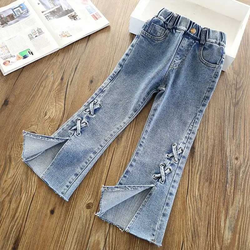 3-12Y Girls Jeans Spring/Summer 2024 New Korean Childrens Edition Western Flash Pants Girls Spring PantsT2502320