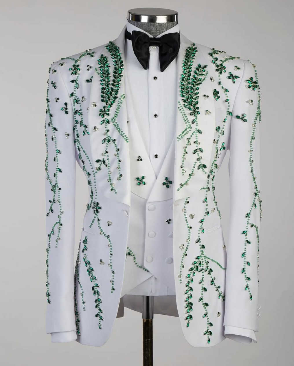 Beads Groom Wedding Wear Green Beading Party Birthday Mens Pants Suits 2 Pieces Customized