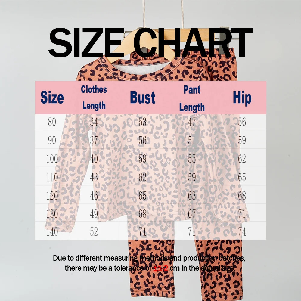 Childrens Pajama Set Fashion Leopard Pattern Spring and Autumn Girls Long Sleeve Pants Velvet Pajamas Clothing 250319
