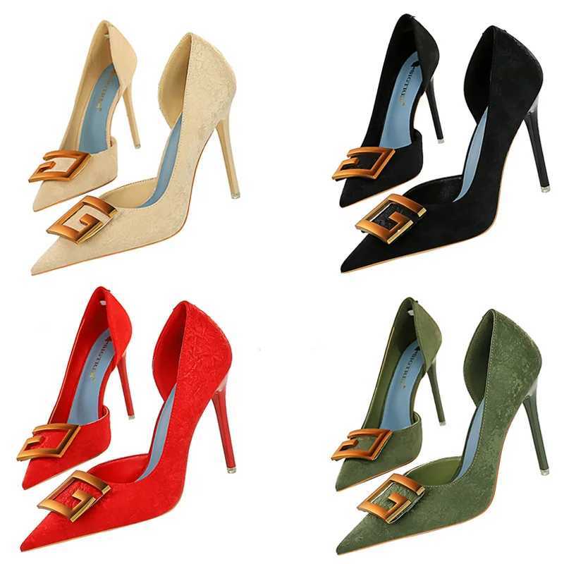 Womens Fetish 10.5cm High H Metal Buckle Nighlub Designer Pumps Lady Daily Off Hs Scarpins Shoes Plus Size Y250319