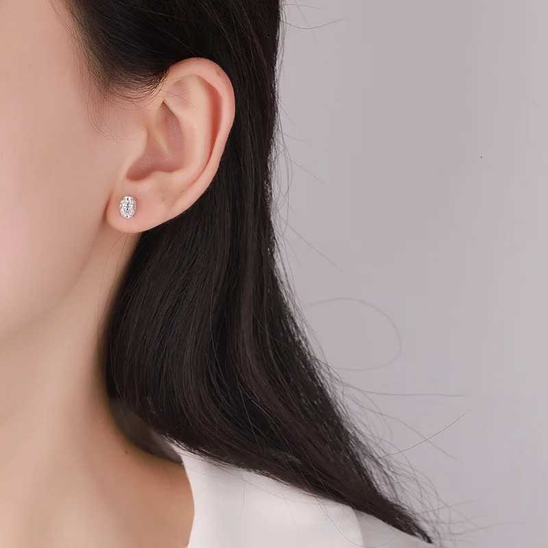 FEOBUR 2 Carat D Color Oval Moissanite Stud Earrings for Women 925 Sterling Silver Sparkling Egg Shaped Lab Diamond Ear Studs