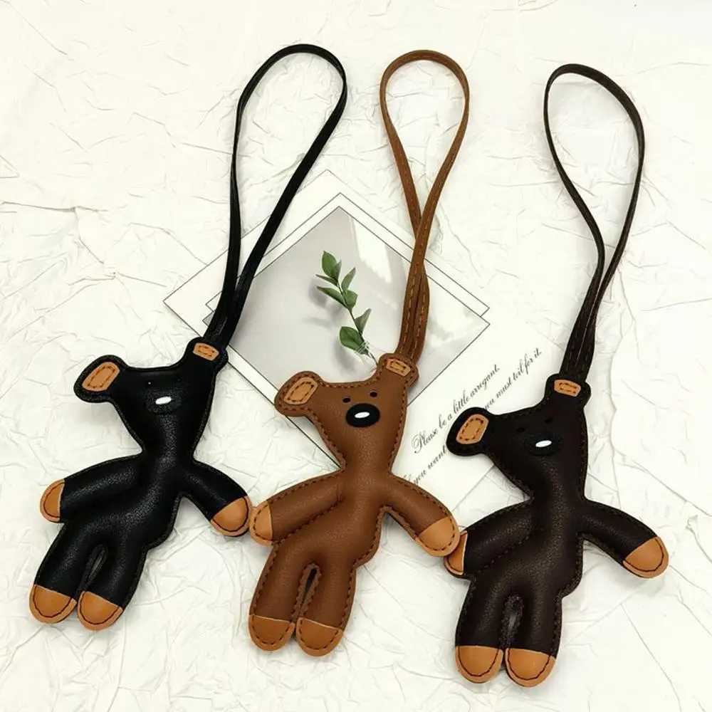 Retro PU Bear Keychain Pendant Cartoon Cute Doll Toy Soft Fill Bag Decoration Female Girl Bear shaped KeychainXJ250319
