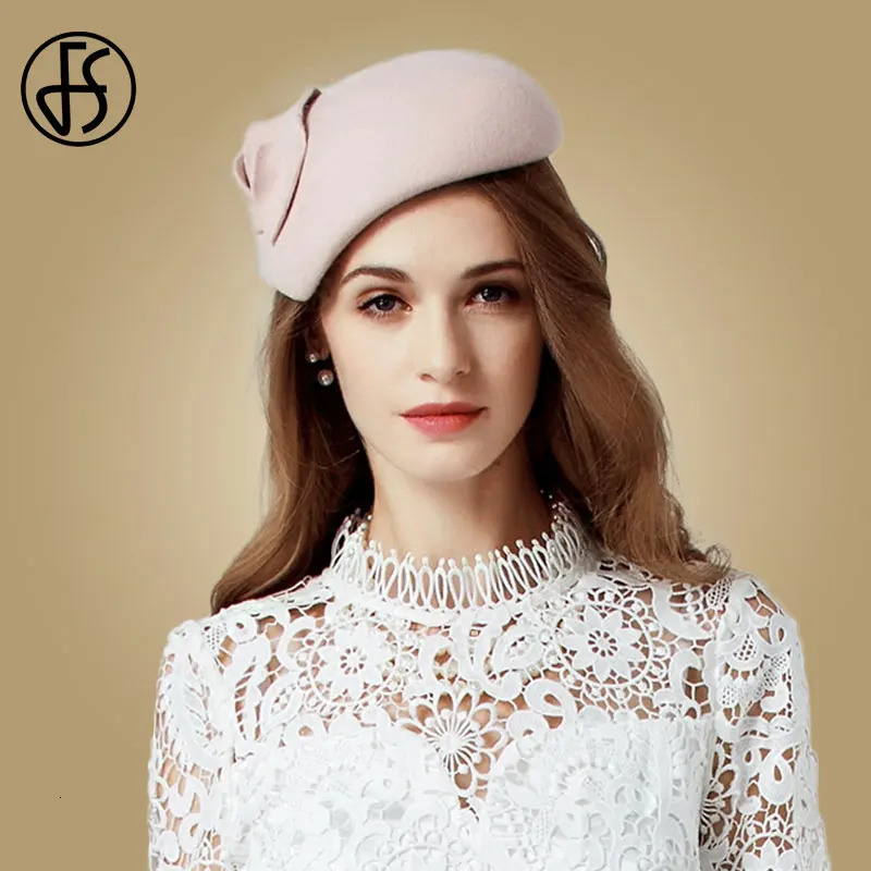 FS White Felt Womens Charm Hat Pink Pillbox Hat Black Wedding Fedora Chapeau Womens Party Hat 250228