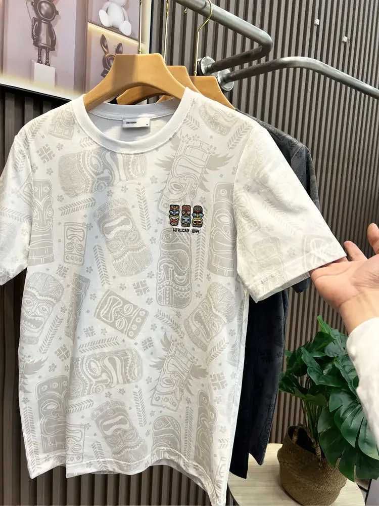 Mens T-shirt stuttering anime top rock embroidery mens T-shirt pattern ordinary K-pop cheap clothing and young sales XlT250319