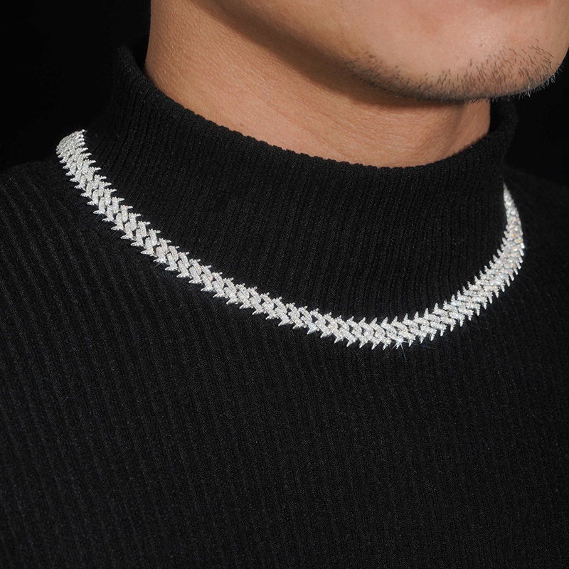 Hiphop 10mm Iced Out Moissanite Cuban Chain Necklace Men Jewelry 925 Sterling Silver Bracelet Pass Diamond Tester Wholesale Gift